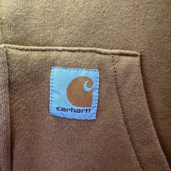 Carhartt Youth Full Zip HoodieSweatshirt Brown Spell Out Logo Pockets Kids 10/12 - Picture 6 of 13